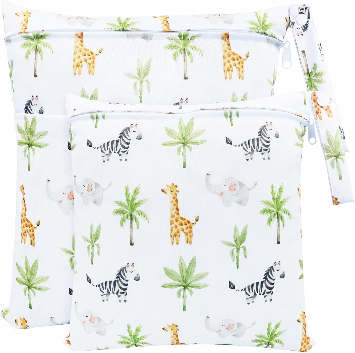 SnelShoppen - Natte tas set van 2 - Waterdichte, herbruikbare luiertas - Organizer voor stoffen luiers - 36x30 cm en 30x28 cm - Ideaal voor kinderopva