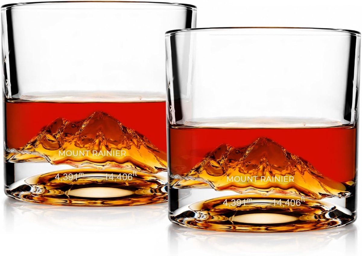 SnelShoppen - Set van 2 Elegante Drinkglazen - LIITON Mount Rainier Bril voor Wijn, Whisky, Cocktails - Perfect voor Feest, Diner en Speciale Gelegenh