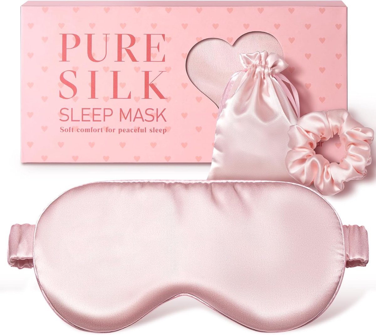 SnelShoppen - Luxe Slaapmasker van 100% Pure Zijde, 22 Momme 6A Moerbeizijde, Volledig Lichtblokkerend Oogmasker voor Slapen, Inclusief Zijden Haarela