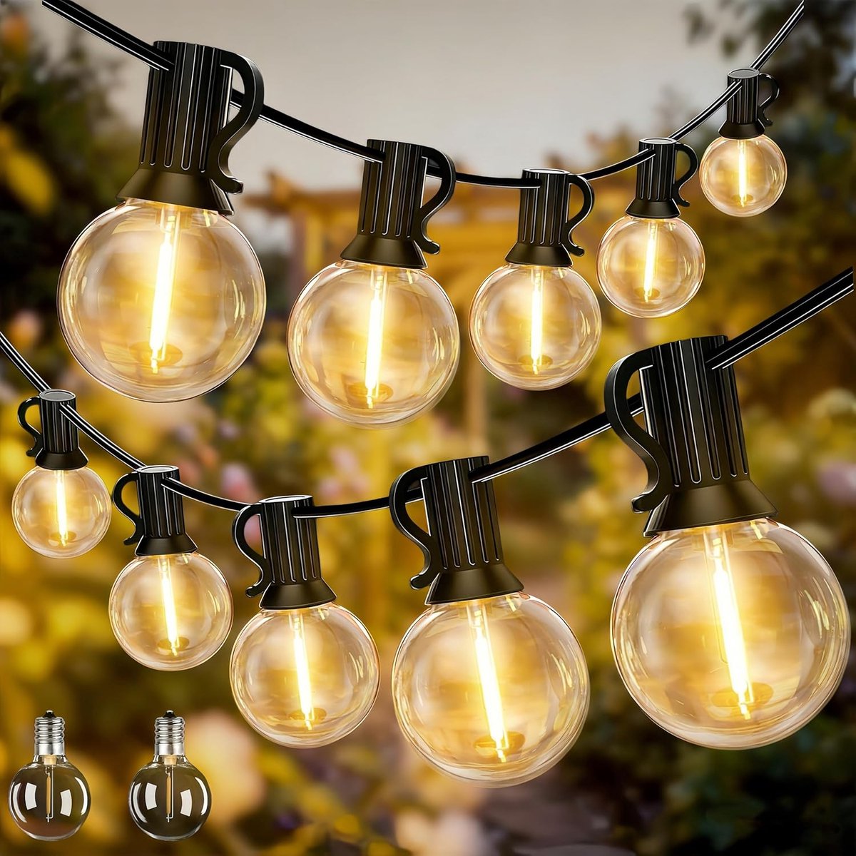 SnelShoppen - Buiten Lichtsnoer Waterdicht Onbreekbaar 45.7M 75+2 Lampen Aansluitbaar 2700K Warm Wit Tuin Patio Kerst Bruiloft Feestverlichting