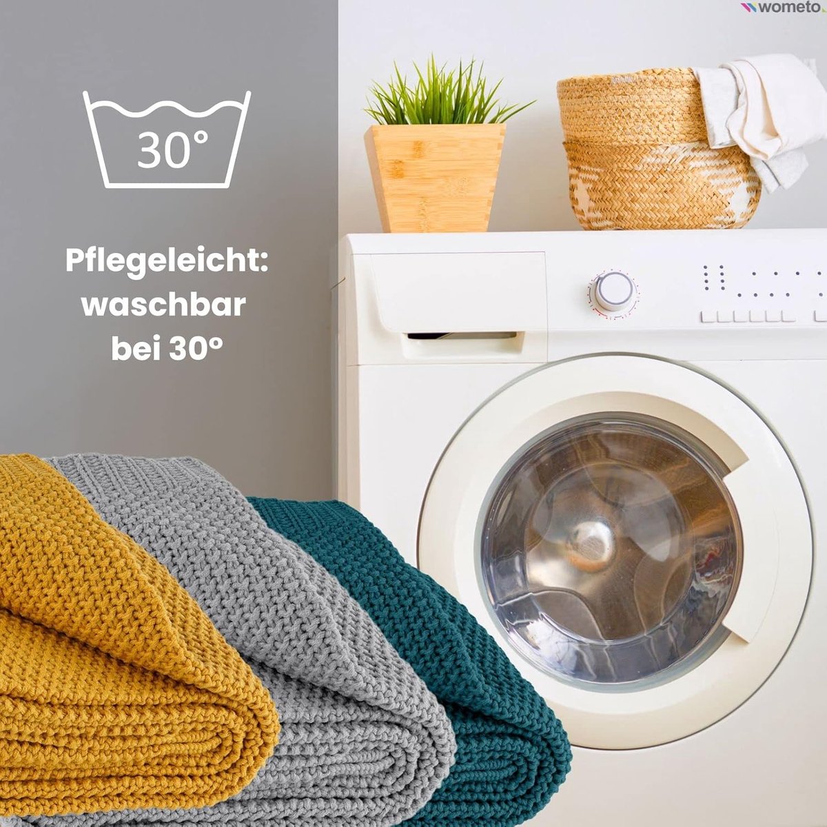 SnelShoppen - Warm Zachte Gebreide Dekens 140x190 cm - Donkergrijs Katoen - Oeko-Tex Standaard 100 - Perfect voor Thuis, Feest, en Koud Weer