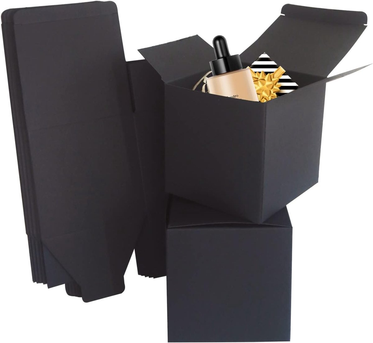 Zwarte Kraft Cadeaudozen 100x100x100mm - Set van 25 Lege Mini Cadeaudozen met Deksel voor Feestjes, Bruiloften of Verjaardagen