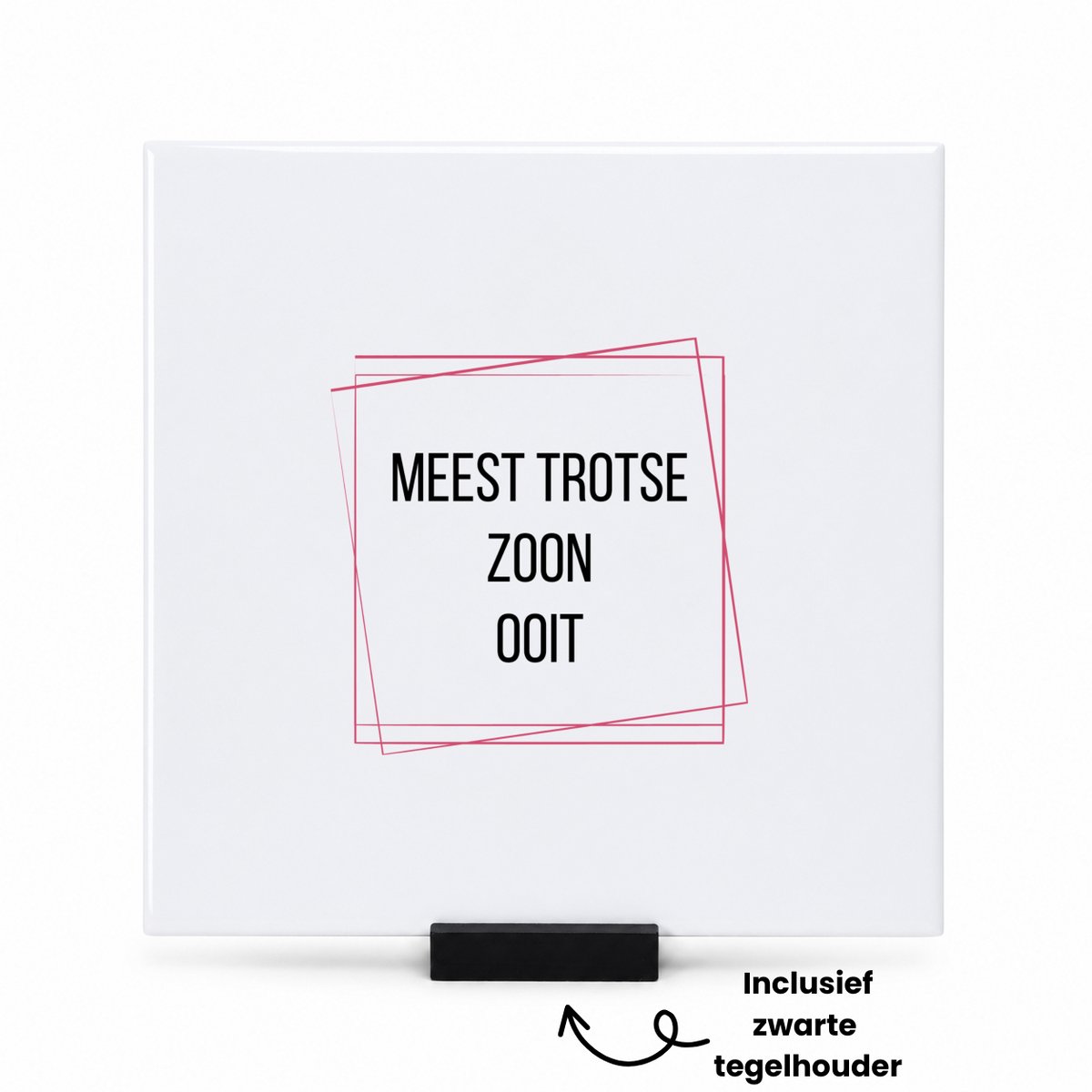 Hacebo meest trotse zoon ooit tegeltje met tegelhouder - Zoon - trotse zoon - tegeltjes met tekst - verjaardagscadeau - verjaardag - cadeau - cadeautje voor zoon - zoon artikelen - kado - geschenk - gift - spreuktegels - 15x15 CM Wit