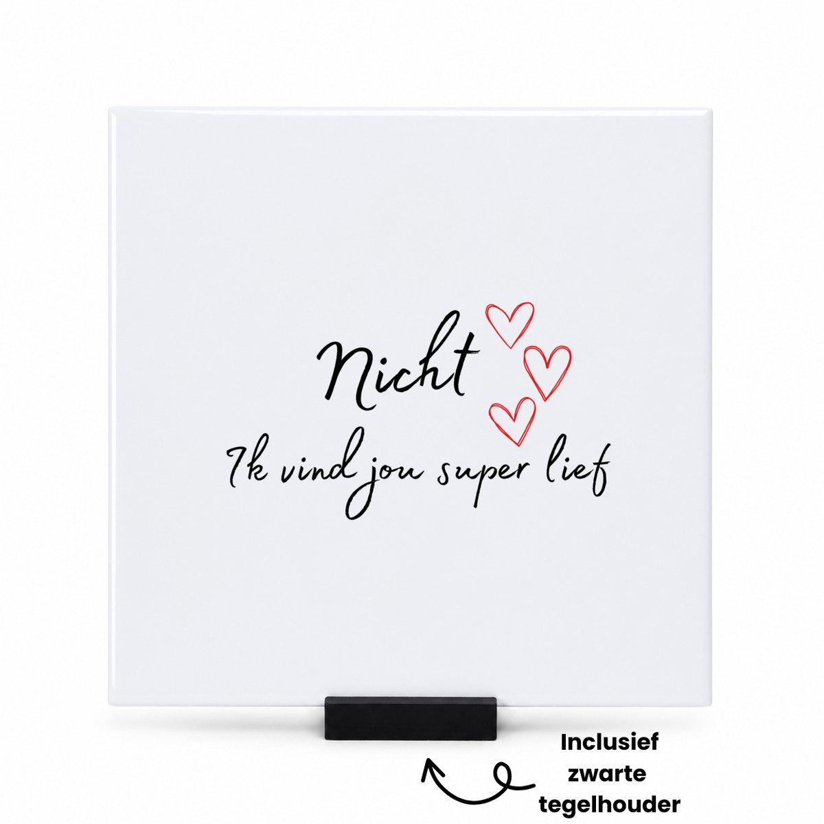 Hacebo nicht ik vind jou super lief tegeltje met tegelhouder - Nicht - de liefste nicht - tegeltjes met tekst - verjaardag - cadeautje voor nicht - nicht artikelen - kado - geschenk - spreuktegels - 15x15 CM Wit