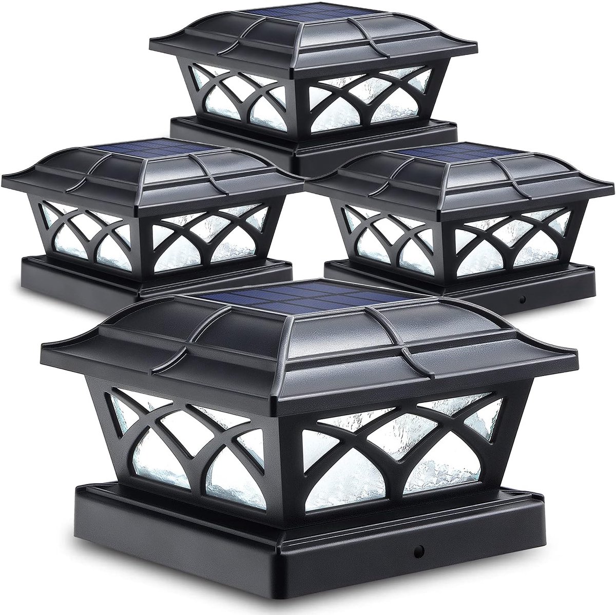 SnelShoppen - Solar Tuinverlichting Polen 4x4 5x5 6x6 - 8 LED Lampen met 2 Kleurmodi - Warm Wit en Koel Wit - Hoogwaardige Glazen Tuinlampen voor Terr