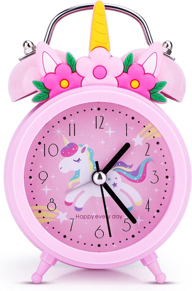SnelShoppen - Roze Kinderwekker Meisje, Stille Nachtkastje Wekker, Niet-Tikkende Uil Alarmklok met Achtergrondverlichting, Ideaal Schoolcadeau voor Ki