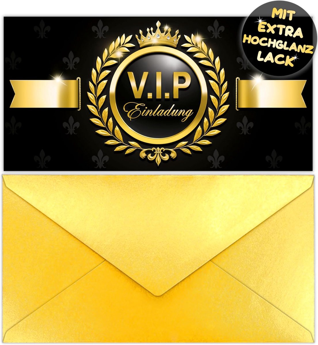 SnelShoppen - 12 VIP Uitnodigingskaarten met Enveloppen in Goud voor Jongens, Meisjes en Volwassenen - Feestkaarten voor Jeugdwijding, Bruiloft, Verja