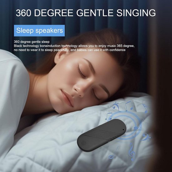 SnelShoppen - Onderkussenluidspreker voor Langer Slapen, Multifunctionele Mini Bluetooth Luidspreker met Diepe Bas, Slaapgeluiden, Zwart - Perfect voo van Snelshoppen — afbeelding 5