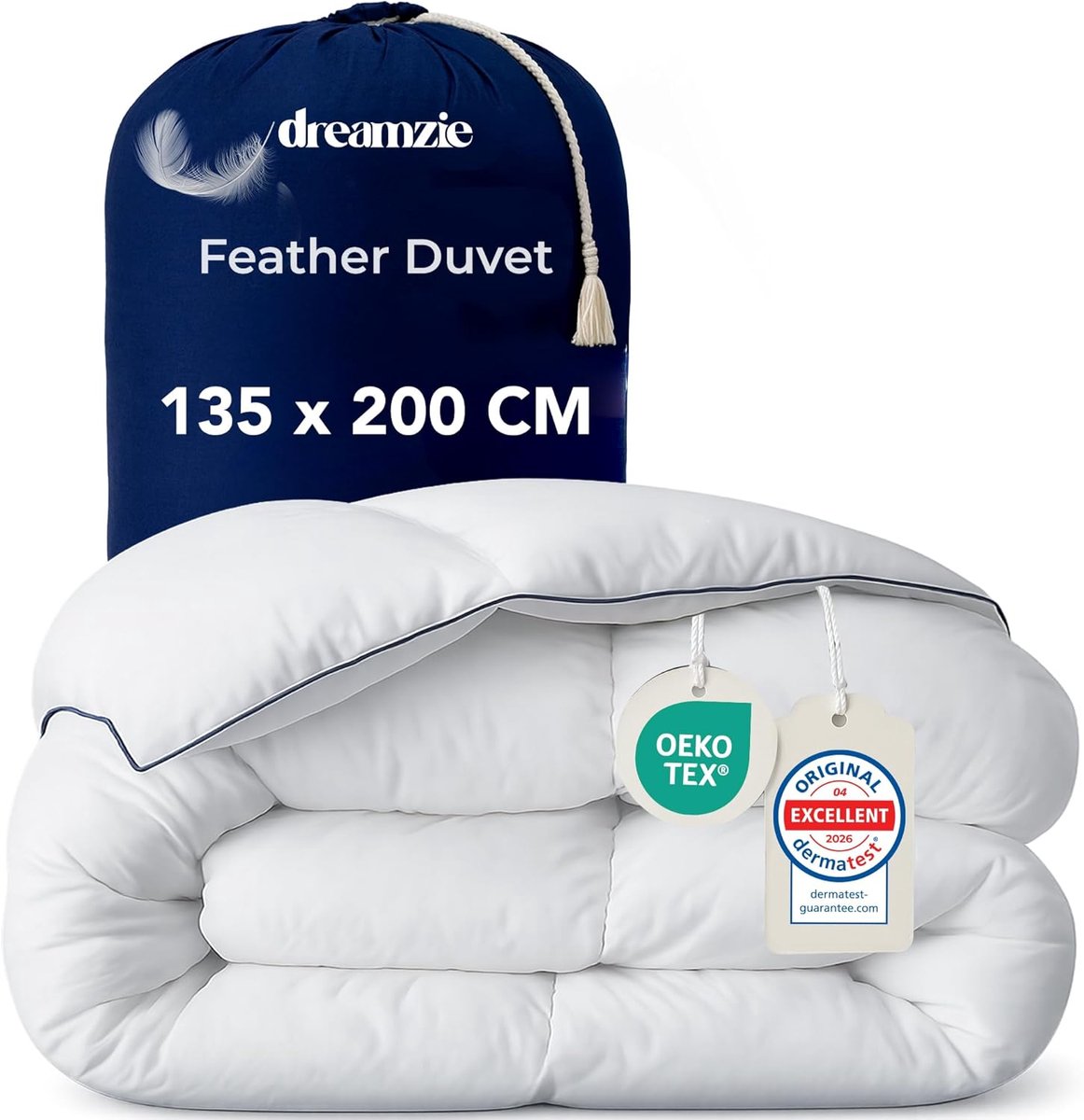 SnelShoppen - Ultra Comfort Dekbed 135x200 cm - Dons en Veren - 450 gsm Gevuld - Oeko-Tex, RDS en Downpass Gecertificeerd - Ideaal voor Winter - Warmt