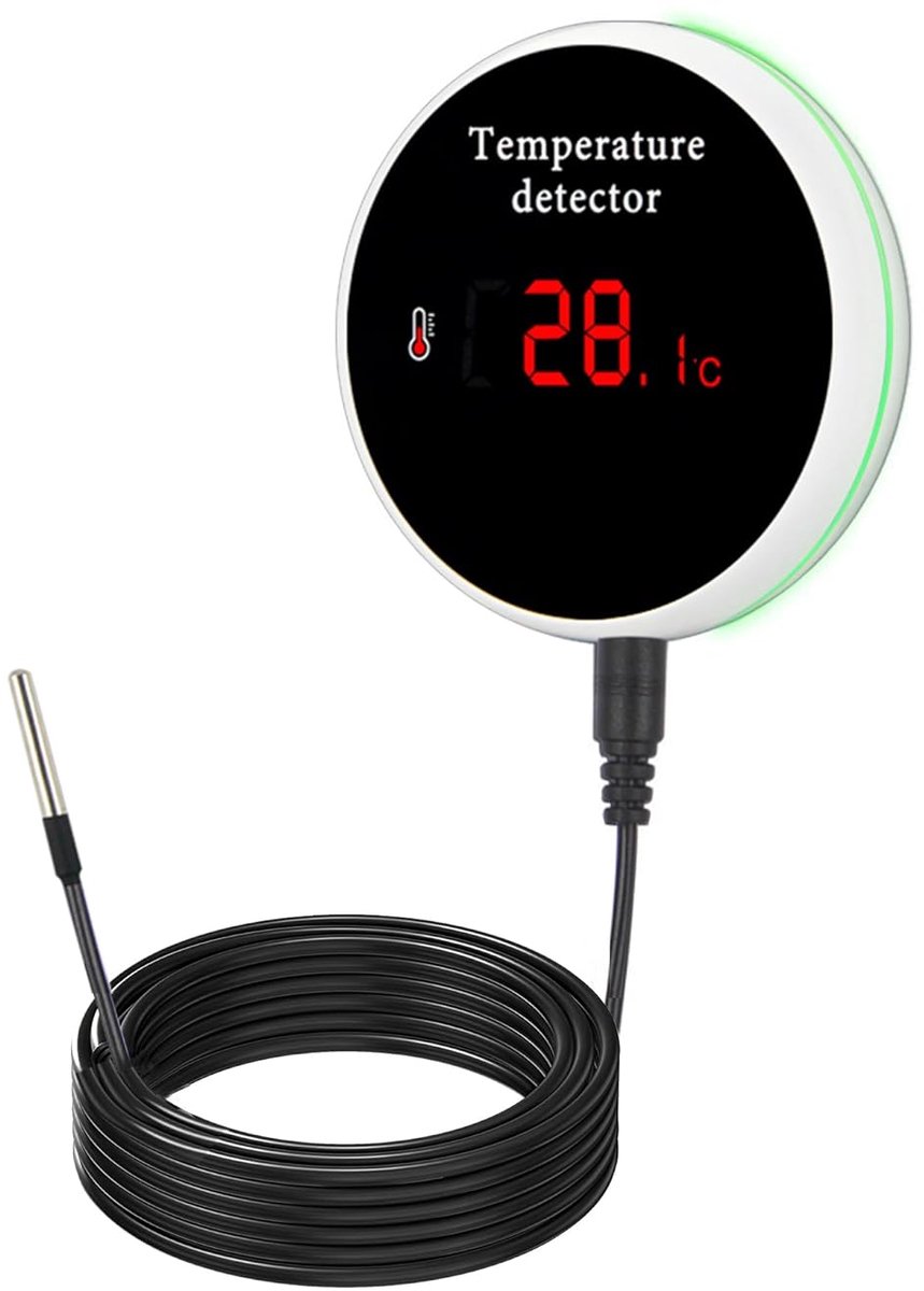SnelShoppen - WiFi-koelkastthermometer, digitale thermometer met lcd-display, app-melding, externe monitoring voor koelkast, diepvries, zwembad, whirl