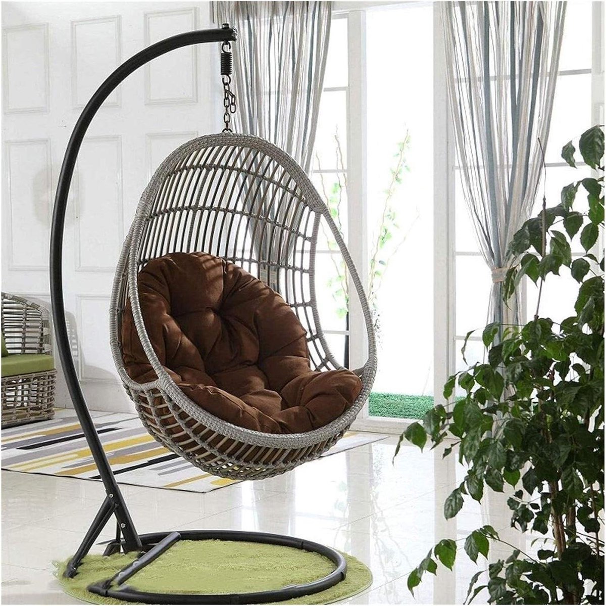 Hangstoel Kussen - Ei Stoel - Buiten Ontspannen - Getufte Structuur - 90x120 cm - Bruin