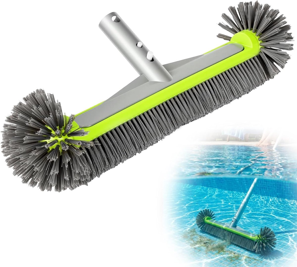SnelShoppen - Poolborstel 43 cm Rond voor Efficiënte Zwembadreiniging - Halfronde Borstels voor Muren, Vloeren en Trappen - Ideaal voor Tuin, Camping