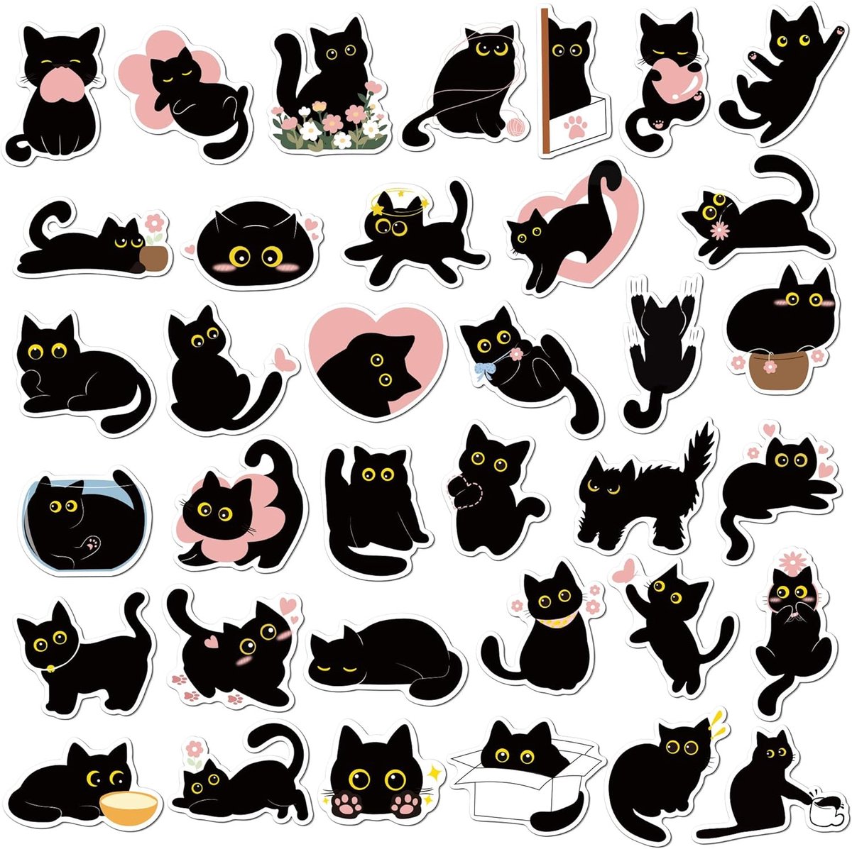 SnelShoppen - Fridge Magnets Set met Schattige Zwarte Katten, Sterke Magneten voor Koelkast, Magnetisch Bord en Aesthetic Decoratie voor Kinderen