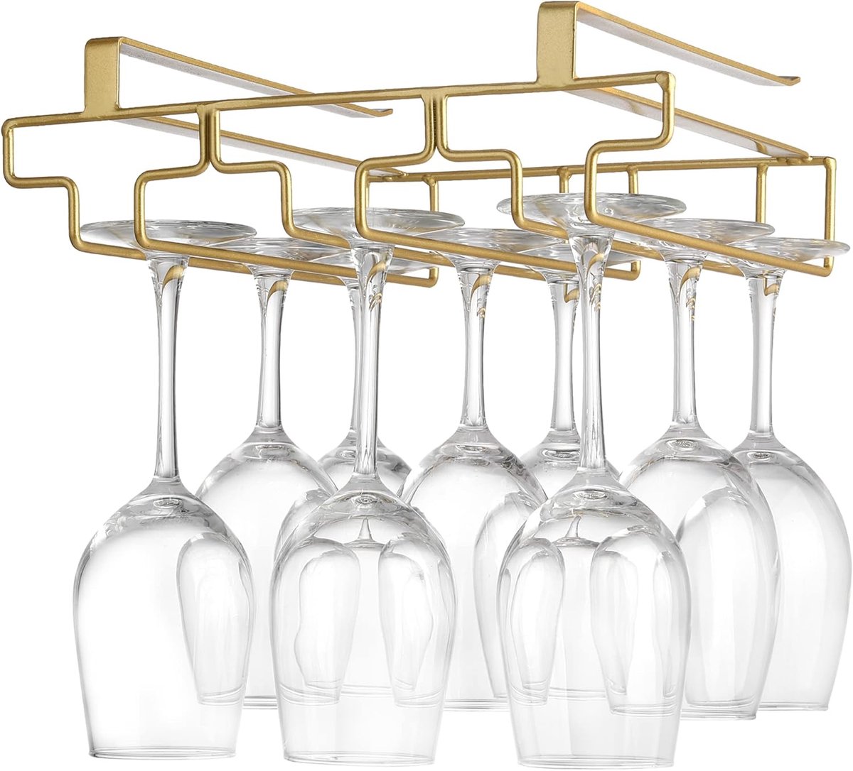 SnelShoppen - Onderkast Wijnglas Houder - Metalen Glazen Opbergrek voor Keuken, Bar en Restaurant - Ruimtebesparend, Goud, Voor Stemglazen