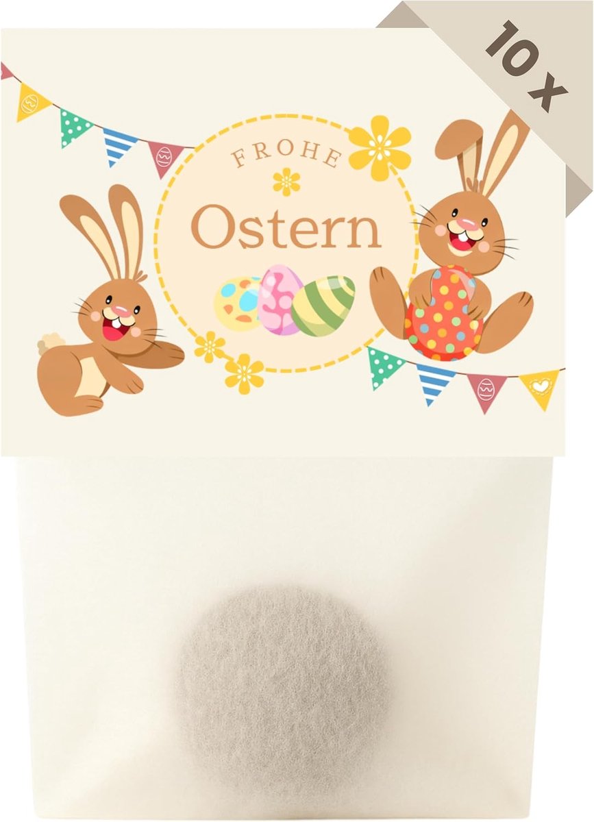 SnelShoppen - Flower seeds gift set - 10 x zaadbommen 'Frohe Ostern' - kleurrijke bloemen voor Pasen - perfect voor collega's, kinderen en volwassenen