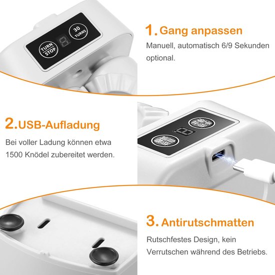 Automatische deegzakvorm met lepel en borstel - USB-oplaadbaar - 2 modi - voor thuis keuken restaurant van Merkloos — afbeelding 5