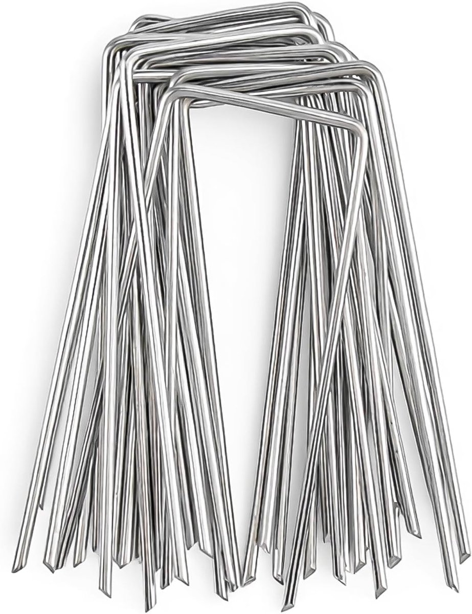 SnelShoppen - 20 Stuks Grondankers 2.5 mm x 100 mm U-vormige Sterke Tuin Pegs van Gegalvaniseerd Staal voor Grond, Tuin, Kunstgras en Onkruiddoek