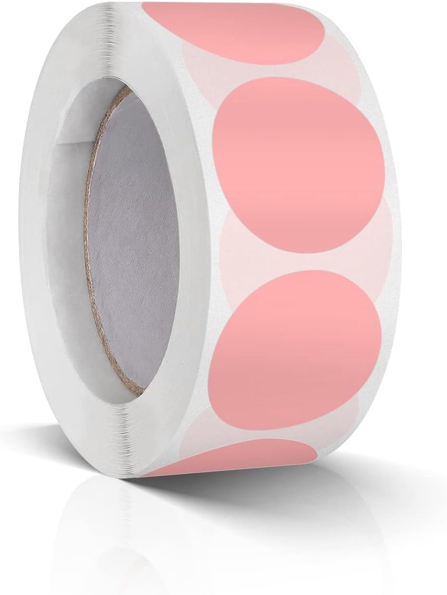 SnelShoppen - Round Stickers 25 mm, Kleurcodering Labels, Roze, 500 Stuks, Zelfklevend, Vinyl, Perfect voor Documenten, Folders, Notitieboeken, en Mee