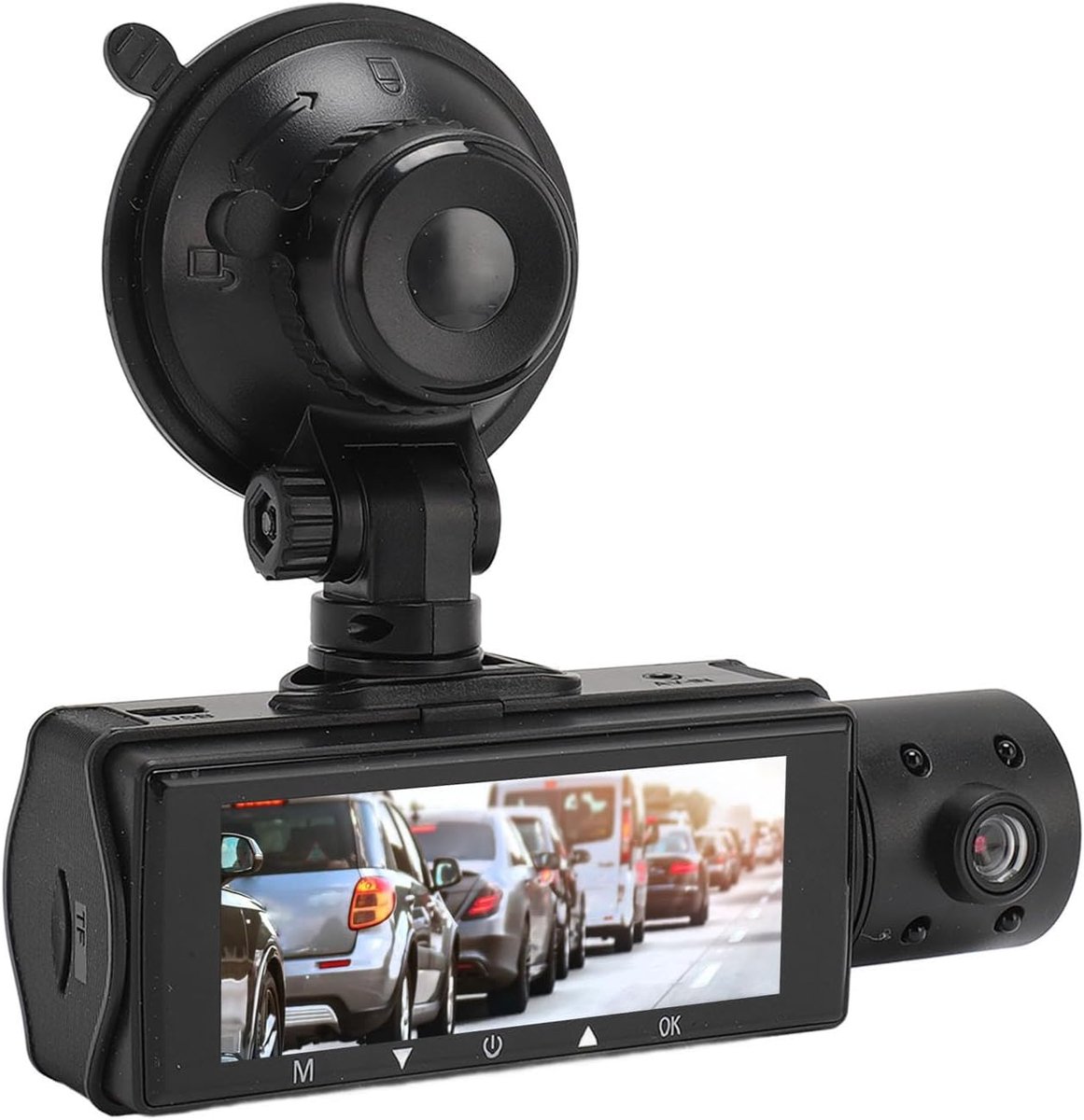 SnelShoppen - Car DVR Camera Voor- en Achter 1080P Nachtzicht, Triple Dashcam met 24U Parkeerstand, G-Sensor Bewegingsdetectie, Breedhoek Autorij Reco