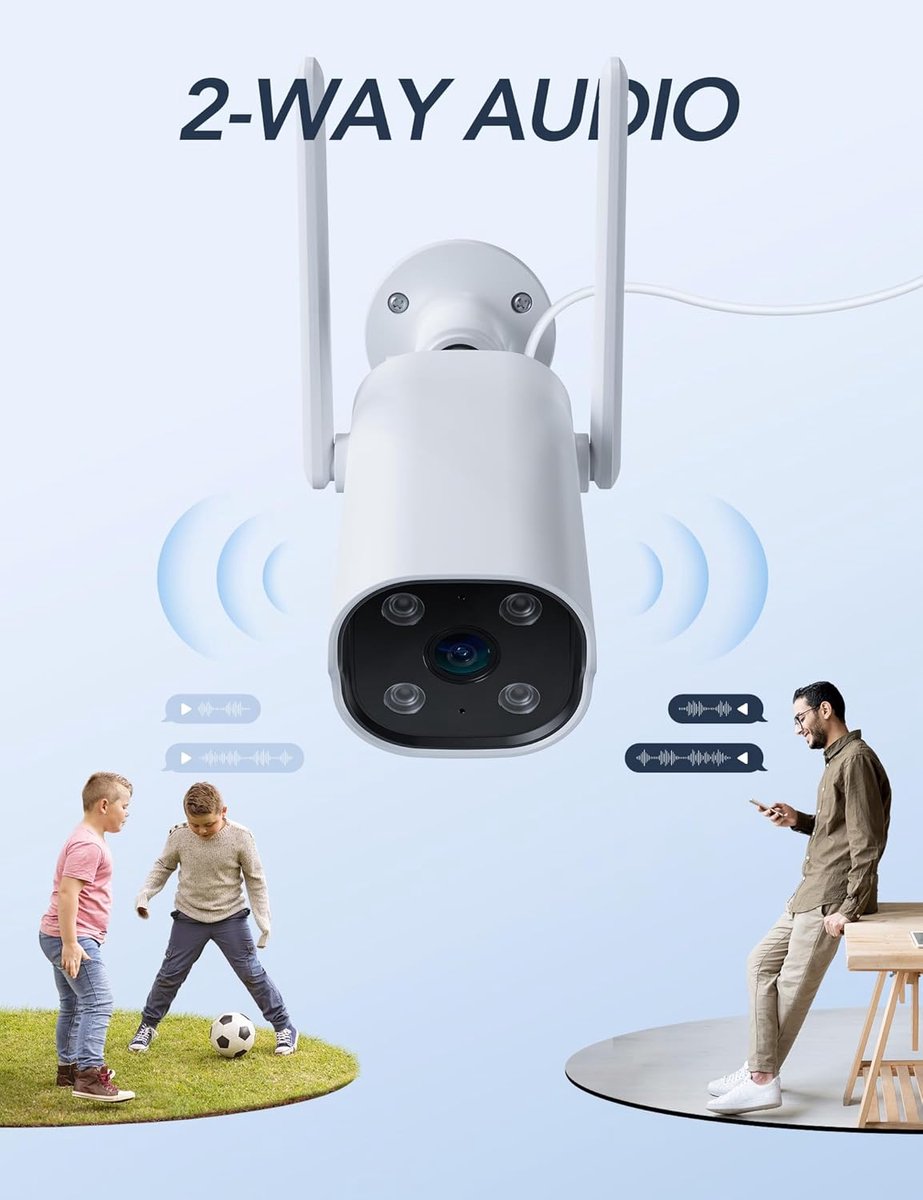 Thijox - GNCC 2K Beveiligingscamera Buiten WiFi - IP65 Waterdicht - 2-Weg Audio - PIR-Bewegingsdetectie - Nachtzicht - 24/7 Monitoring - Compatibel me