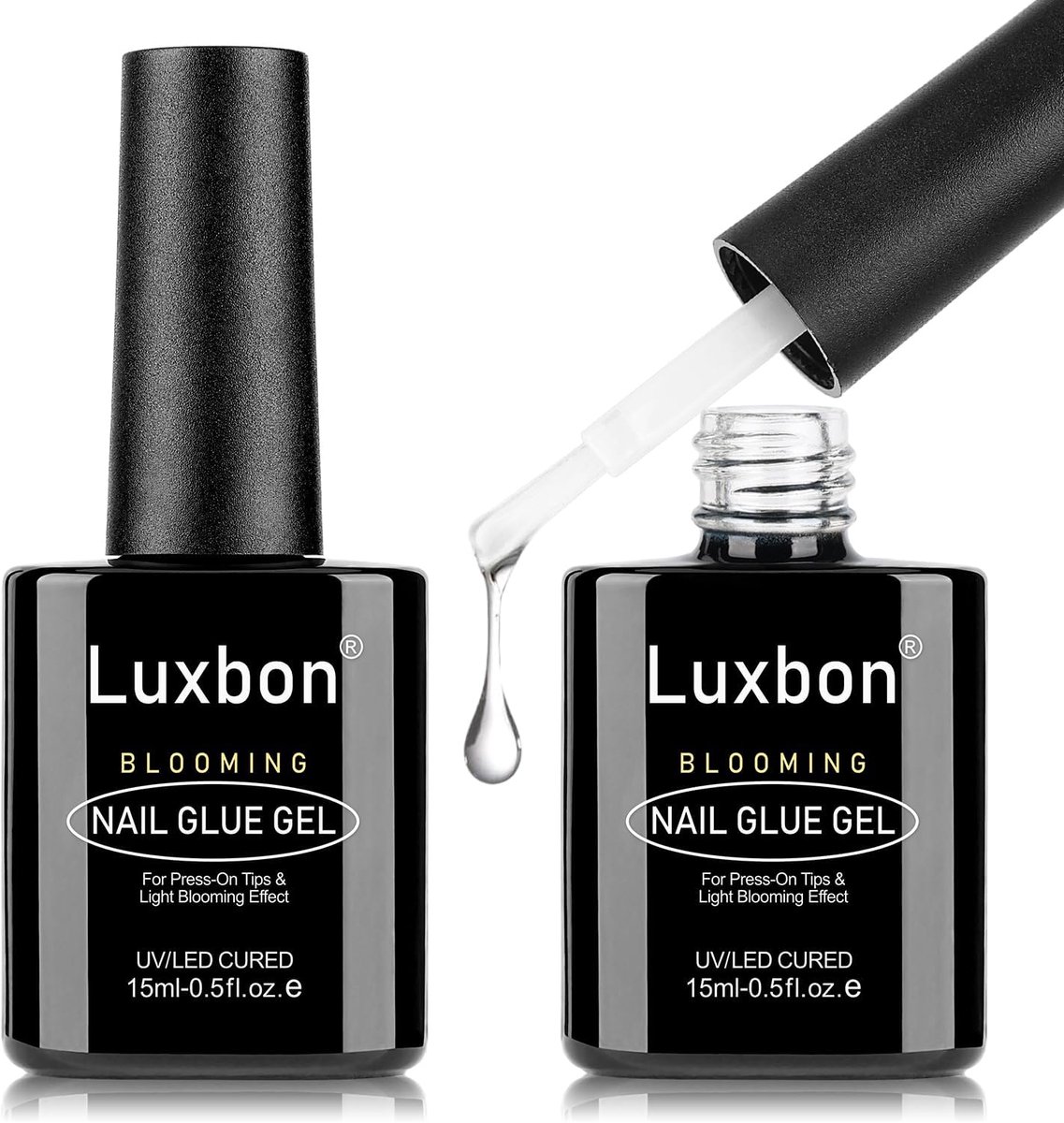 SnelShoppen - 2x15ml Bloeiende Nagellijm Gel, UV/LED Gecureerde Gel Nagellak voor Pers Nageltips, Langdurige Full Coverage Nagels voor Feest en Dageli