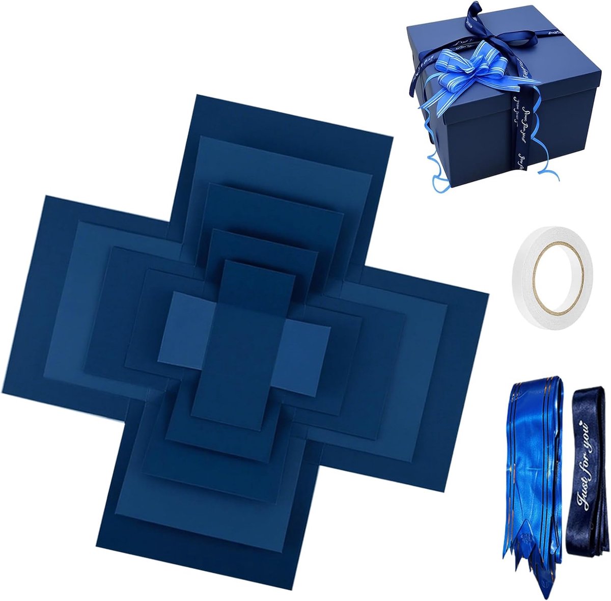 SnelShoppen - 5 Laags Creatieve Explosiedoos, DIY Handgemaakte Cadeau Doos, Craft Set met Plakband en Lint, Herbruikbare Verrassingsdoos voor Verjaard