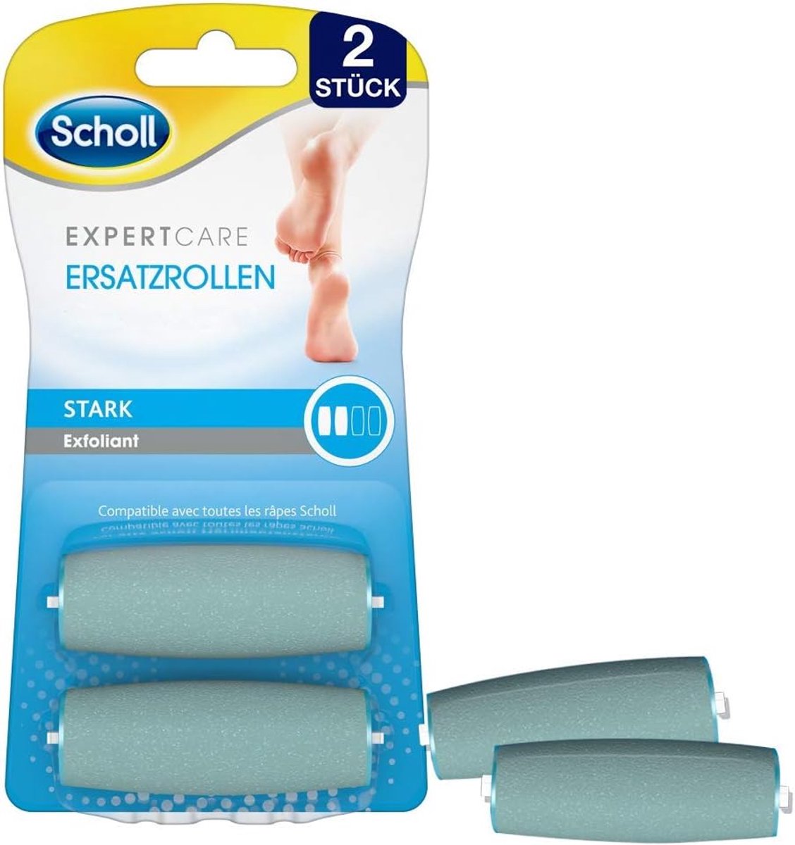 SnelShoppen - Scholl Expert Care Wet & Dry Vervangrollen - Sterk - 2 Stuks - Voor Elektrische Eeltverwijderaar met Zee-mineralen - Efficiënte Eeltverw
