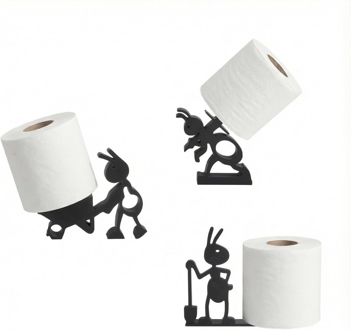 SnelShoppen - 3 Pcs Ants Toiletpaper Holders - Freestanding 3D Print Figuren - Grappige en Schattige Badkamer Decoratie - Stabiele Toiletpapierhouder