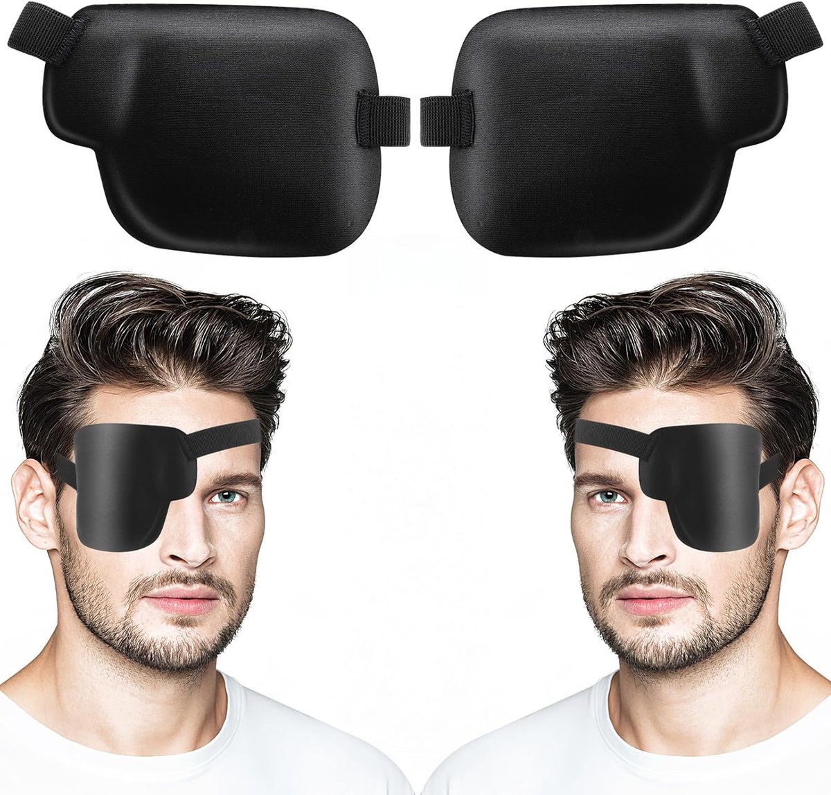 Thijox - Medische Oogklep 2 Stuks - Verstelbaar Oogmasker voor Volwassenen en Kinderen - Herstel na Operatie - Zwart Polyester Katoen - Ideaal voor Li