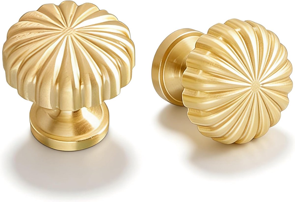 SnelShoppen - Vintage Deurgreep en Ladeknop Set 2x 29mm Geborsteld Goud voor Meubels, Ronde Knoppen van Zinklegering, Luxe Handgrepen voor Keuken, Dre