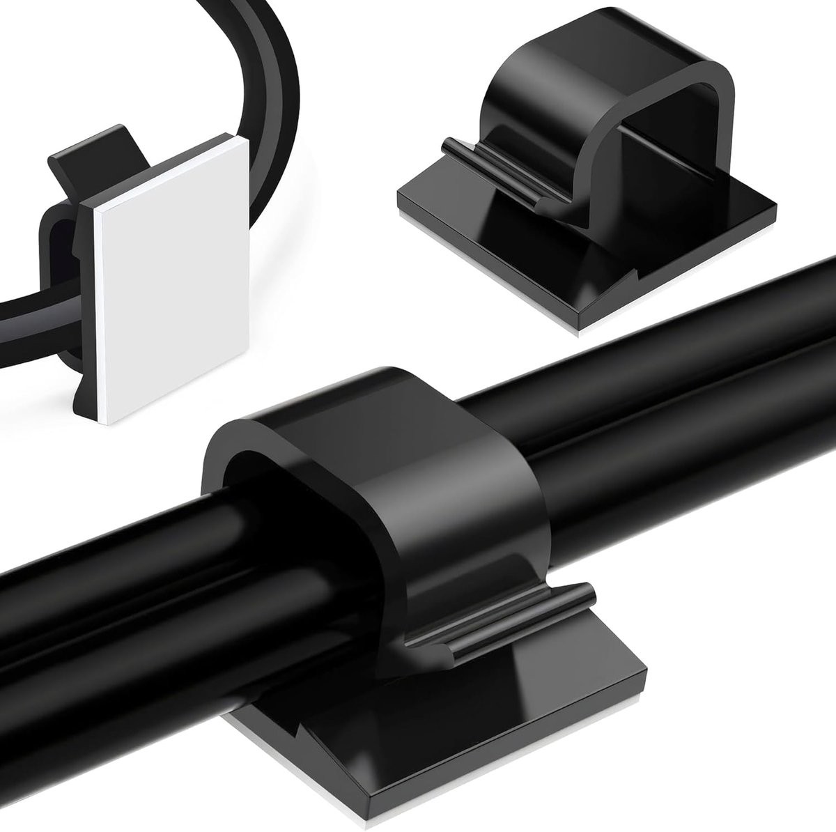 SnelShoppen - Zelfklevende Kabelclips voor Kabelbeheer, Kabelorganizer voor Bureau, Buiten en Binnen, Zwart - Ideaal voor Verlichting, Ethernet, Elekt