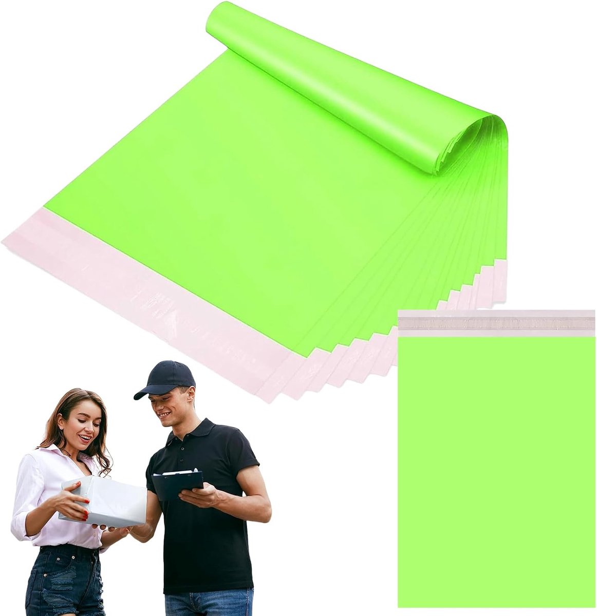 SnelShoppen - 10 Stuks 45x60cm Groene Vinted Verzendtassen - Sterke Plastic Enveloppen voor Kleding - Waterdichte, Scheurbestendige Verzendzakken - Ze