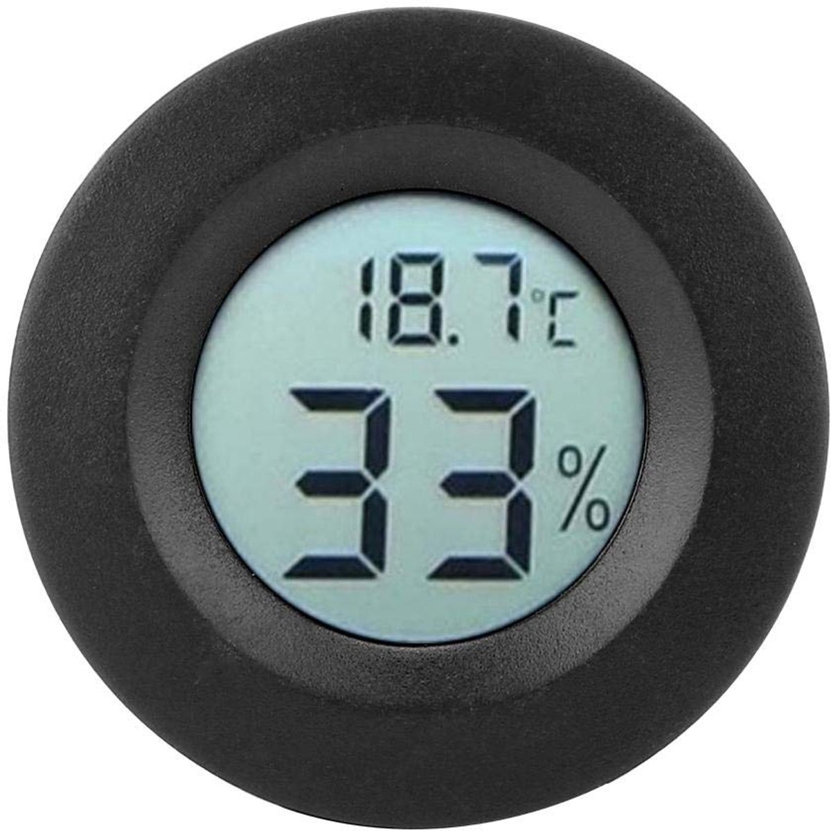 SnelShoppen - Digitale Room Hygrometer Thermometer - Mini Round LCD Temperatuur & Vochtigheid Gauge voor Thuis en Kantoor - Zwart