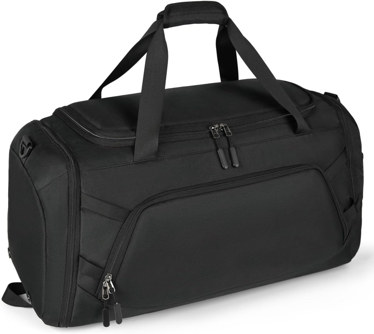 SnelShoppen - Grote Sporttas 55L - Weekender Bag met Schoencompartiment en Waterdichte Wet Compartment - Zwart/Grijs - Ideaal voor Gym, Reizen, Sauna