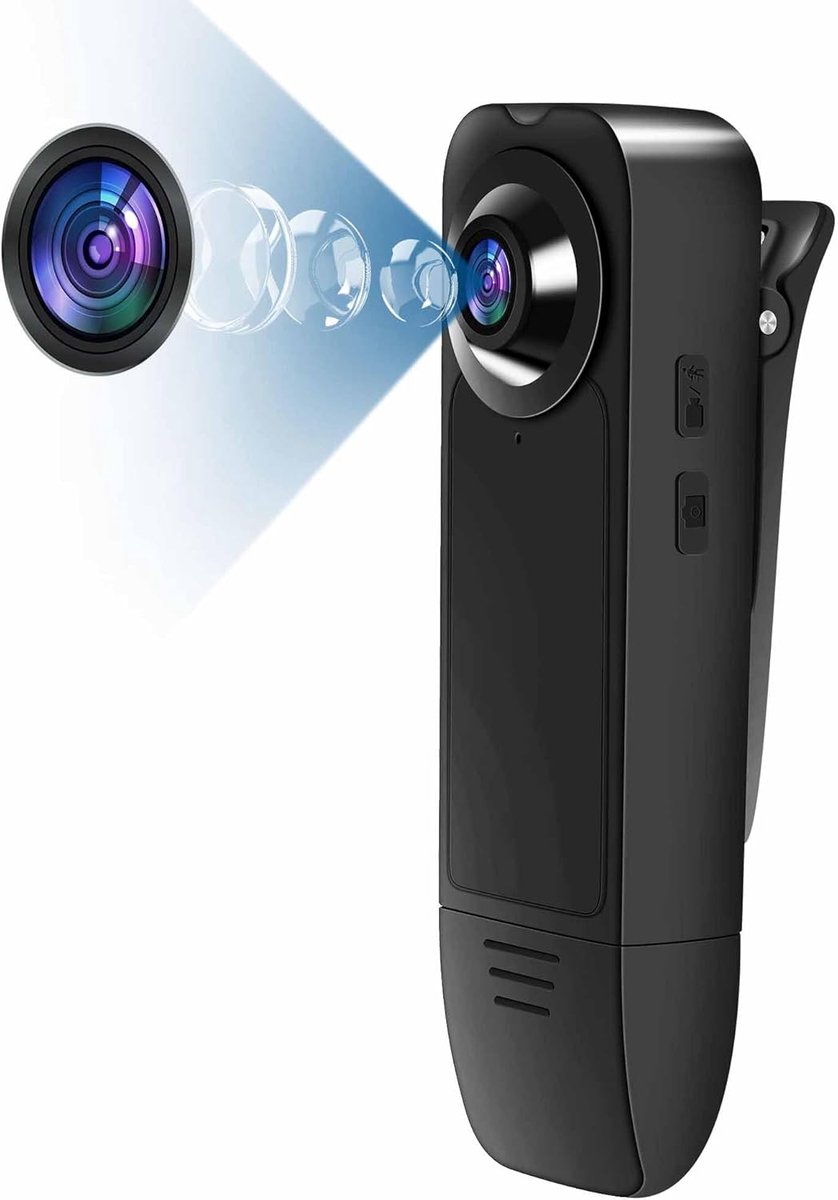 SnelShoppen - HD 1080P Mini Camera zonder Wifi, 32G Geheugenkaart, Bodycam met Nachtsicht, Audio Video Opname voor Binnen en Buiten, Mini Beveiligings