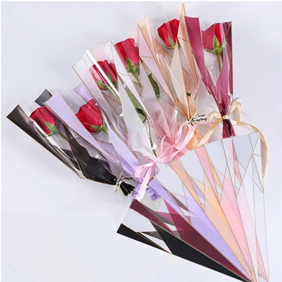 SnelShoppen - 150 Stuks Waterproof Bloemverpakkingspapier in 6 Kleuren - Enkele Rozen Verpakking - 17.7x5x1.6 Inch - Perfect voor Feest, Tuin en Decor