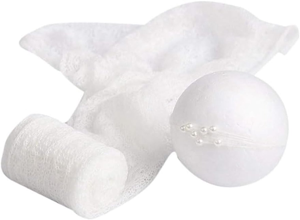 SnelShoppen - Newborn Baby Fotografie Props - Stretch Wrap Baby Garter Wrap - Super Zacht en Rekbaar - Wit - Ideaal voor Newborn Fotoshoots