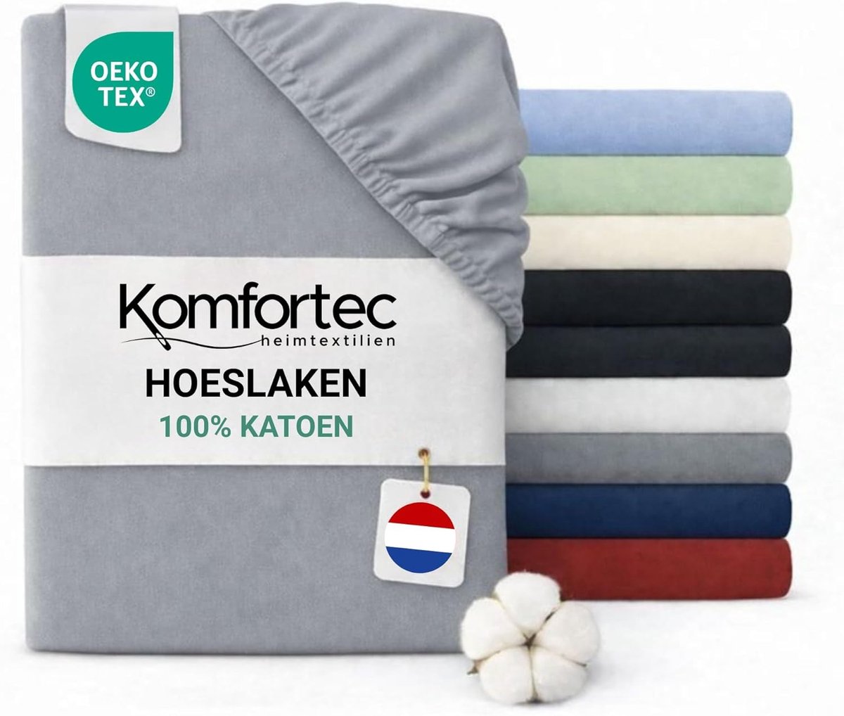 SnelShoppen - Jersey Stretch Fitted Sheet 140x200 cm - Hoeslaken - Ronde Elastiek - 100% Katoen - Grijs - Voor Een Gezond Slaapklimaat