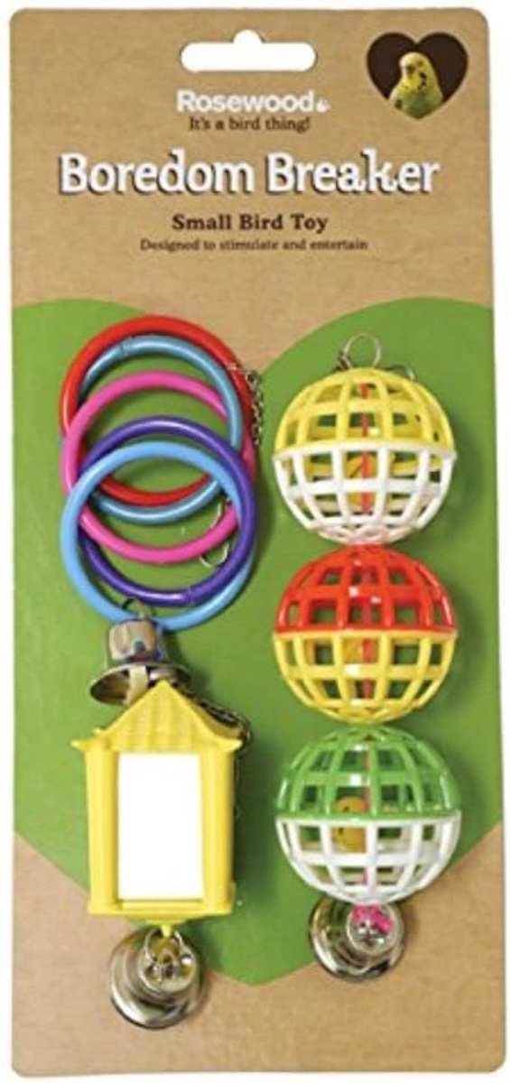 SnelShoppen - Assortiment van 3 Parakeet Speelgoed - Plastic, Inclusief Olympische Ringen, Spiegel Lantaarn, Grid Ballen - Ideaal voor Vogels, Zomer,