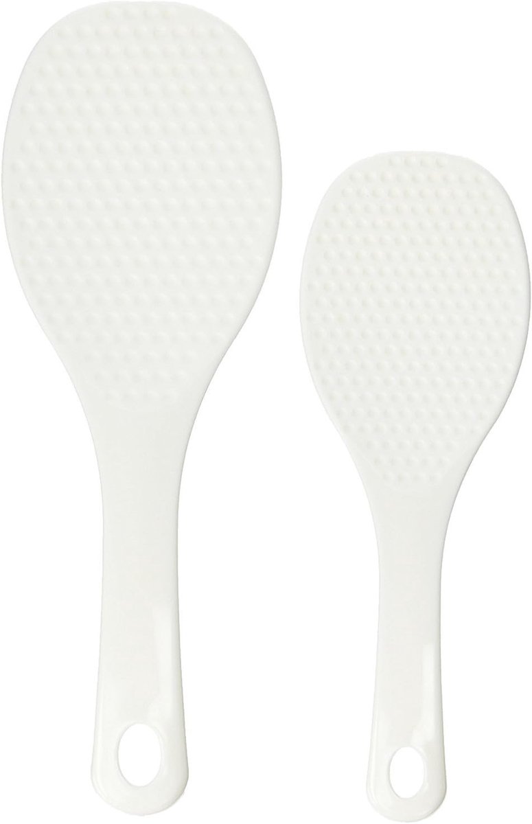 SnelShoppen - Set van 2 Plastic Rijstlepels - Non-stick Rijstpaddles 7,5 inch & 6,25 inch - Vaatwasserbestendig - Keukenaccessoires voor Makkelijk Rij
