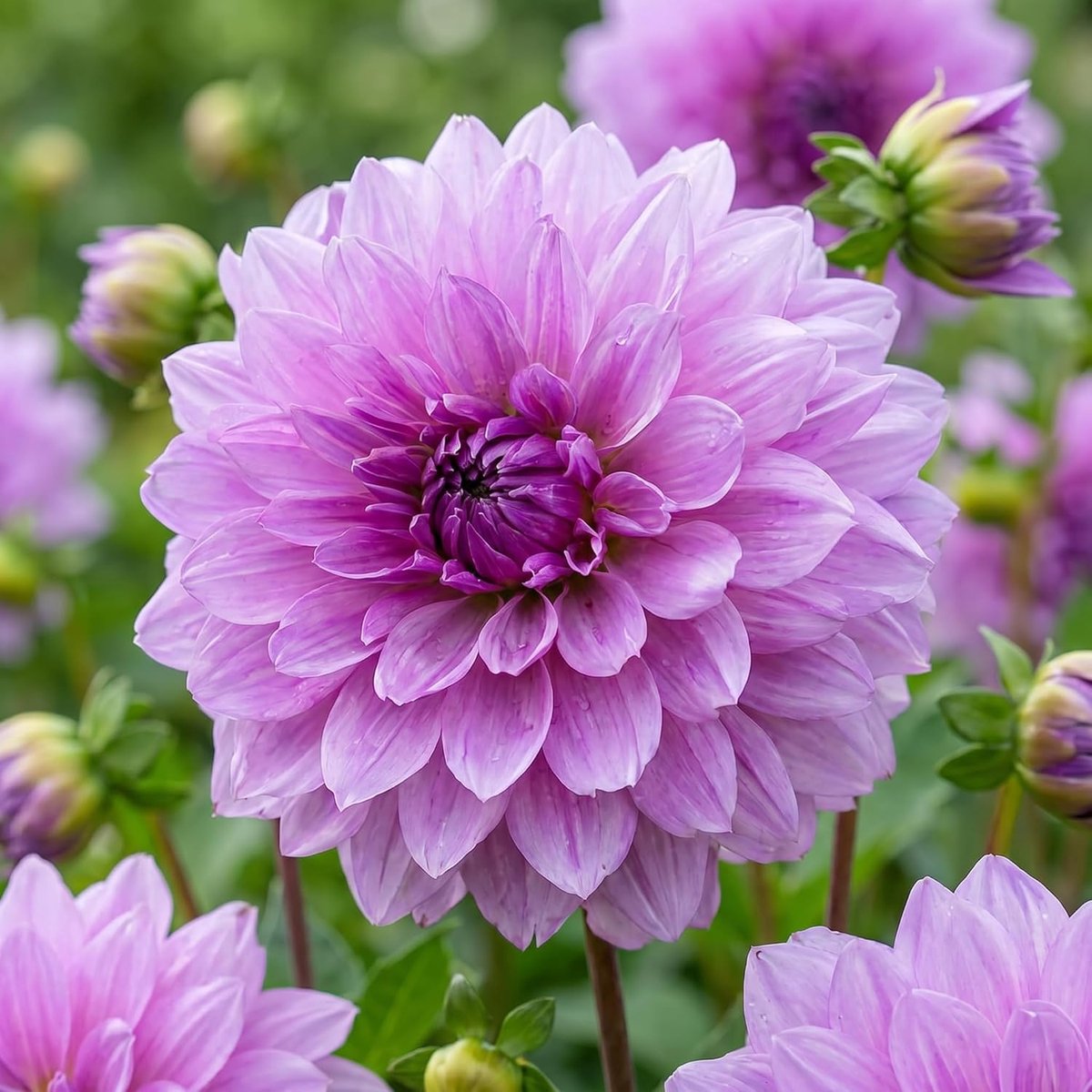 SnelShoppen - Dahlias decoratieve paarse knollen, 5 variëteiten van Holland, echte grote dahlia-planten voor tuin en potten, kleurrijke bloembollen vo