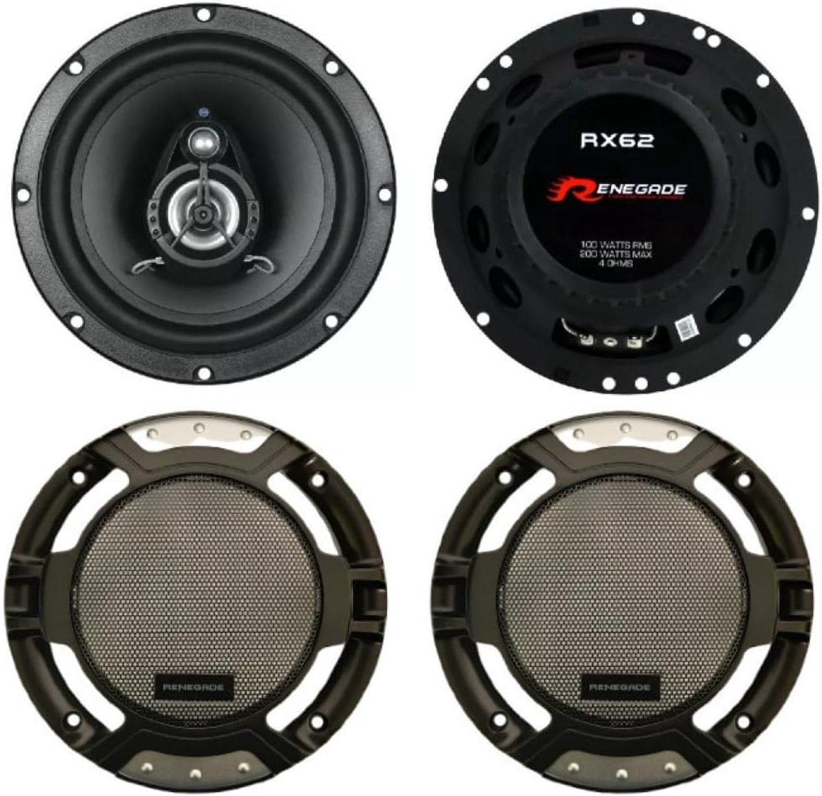 SnelShoppen - Coaxiale Luidsprekers Set 6,5" 2-weg, 100W RMS, 200W Max, 4 Ohm, 90 dB SPL, Auto Audio Upgrade, Inclusief Gratis Roosters