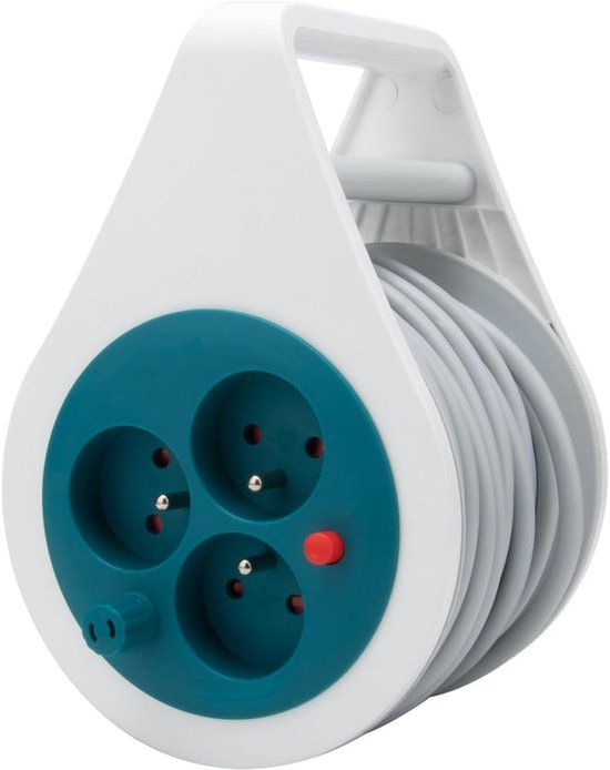 Thijox - Mini-haspel met 3 Stopcontacten, 2P+T, 7 m, Blauw, Compact en Ruimtebesparend voor Thuis, Keuken, Camping en Tuin van Thijox — afbeelding 2