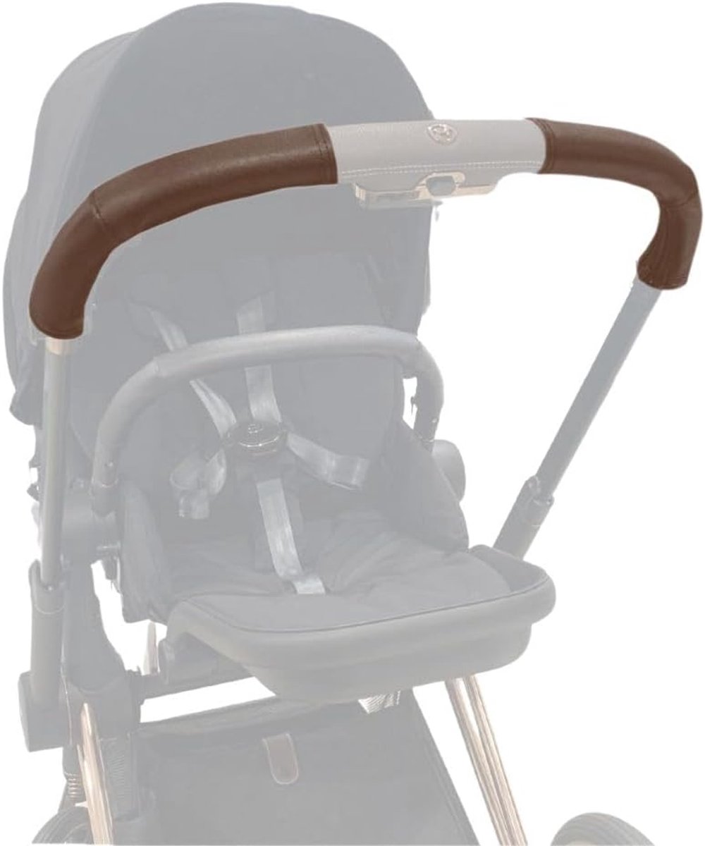 SnelShoppen - Luxe Handvat Covers voor Kinderwagens, Faux Leer, Donkerbruin, Perfecte Bescherming en Elegant Design, Op Maat Gemaakt in Spanje