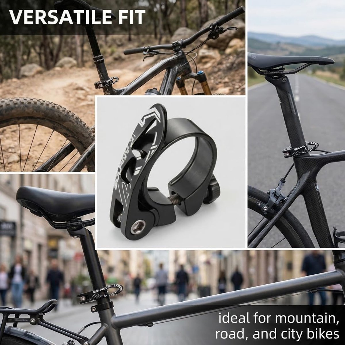 SnelShoppen - Fietszadelklem Aluminiumlegering 34,9 mm - Snelspanner Zadelpenklem voor Mountainbike en Racefiets - Duurzaam en Corrosiebestendig