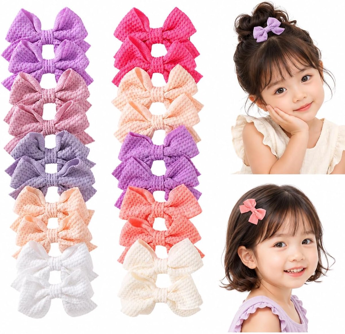 SnelShoppen - Set van 20 haarspelden met strik voor meisjes, kinderen, baby, peuters - Decoratieve haaraccessoires in verschillende kleuren - Zachte w