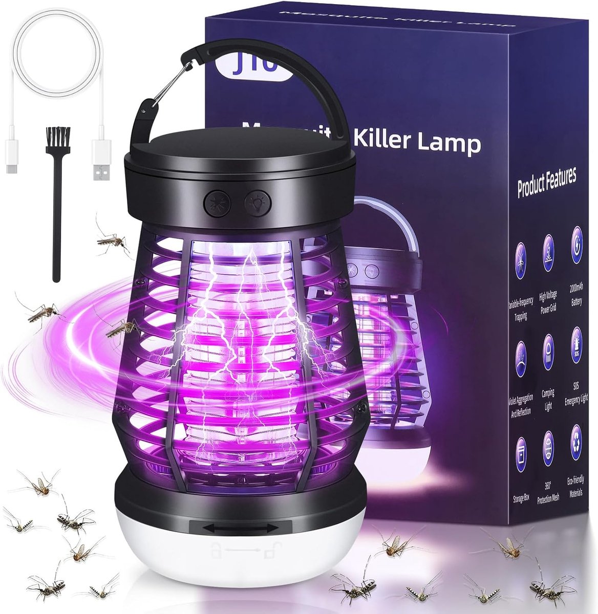 SnelShoppen - Elektrische Insectenverdelger, Draagbare Muggenbeschermer, UV Lamp met LED Verlichting, Waterdichte Muggenval voor Motten, Vliegen, Spin