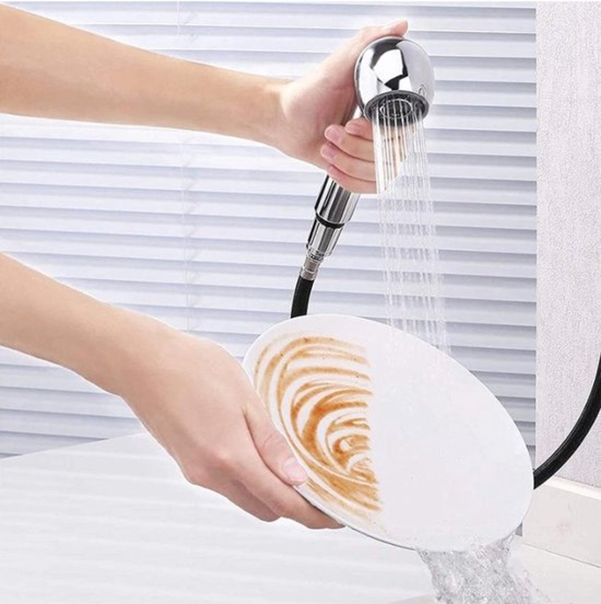 Douchekop voor keukenkraan - Keukenkraan - handdouche - douchekop - 1/2 Aansluiting - 2 straalsoorten - 16.7*5.6 cm - reserve-douchekop voor keukenkraan en wastafelarmatuur - Universele - ABS - zilver