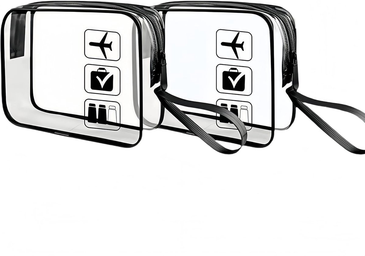 Thijox - Transparante Toilettas 2-delig, Reis-toilettas, Hangende Cosmeticatas, Waterdichte PVC, Cosmetica-organizer voor Mannen en Vrouwen, Lichtkleu