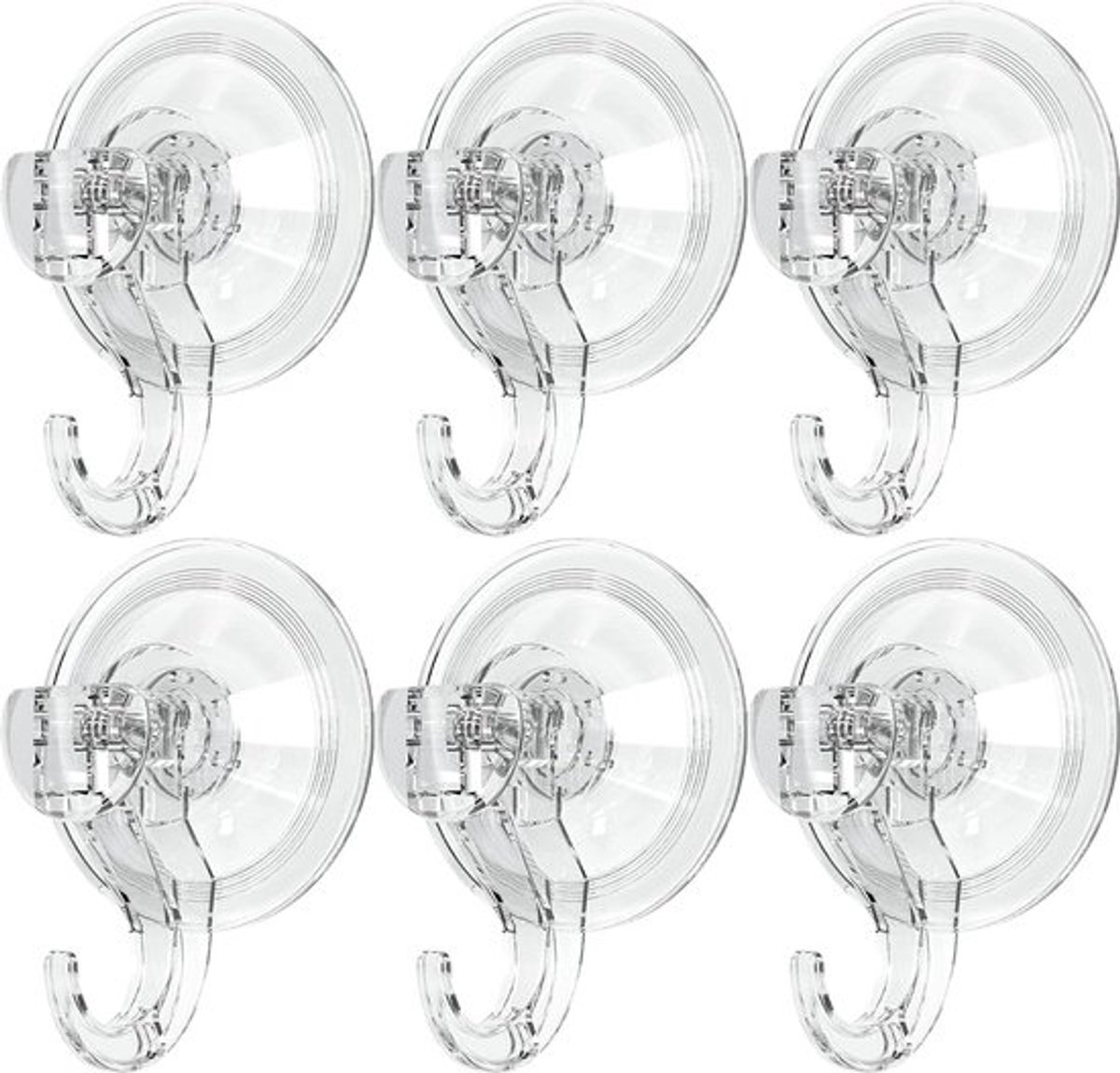 Zuignaphaken - 6-pack - Krachtige zuighaken - houder voor douchehaken - Zware vacuümzuighaken voor badkamer, keuken, douchehanddoek, loofah, kantoor, sleutel, tas, jas - maximaal 5 kg